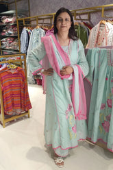 3 Pieces plazo aline set Febric mul cotton