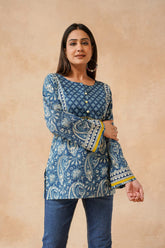 Blue with floral print embroidery in york