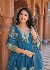 Printed Kurti Plazo Dupatta Set – 3 Piece