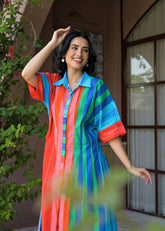 Striped Mul Cotton Shirt Dress – 1 Piece