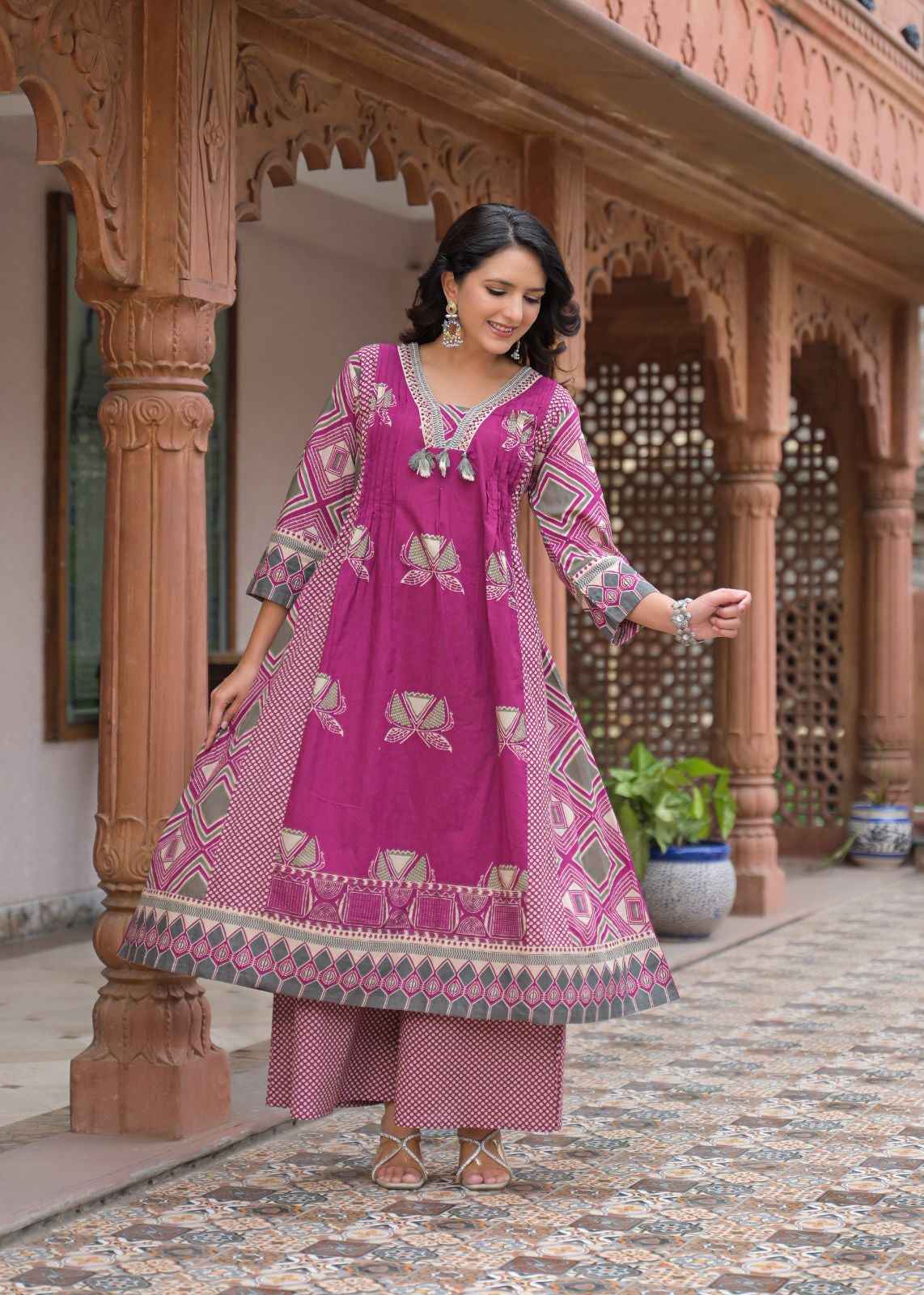 Printed Kurti Plazo Dupatta Set – 3 Piece