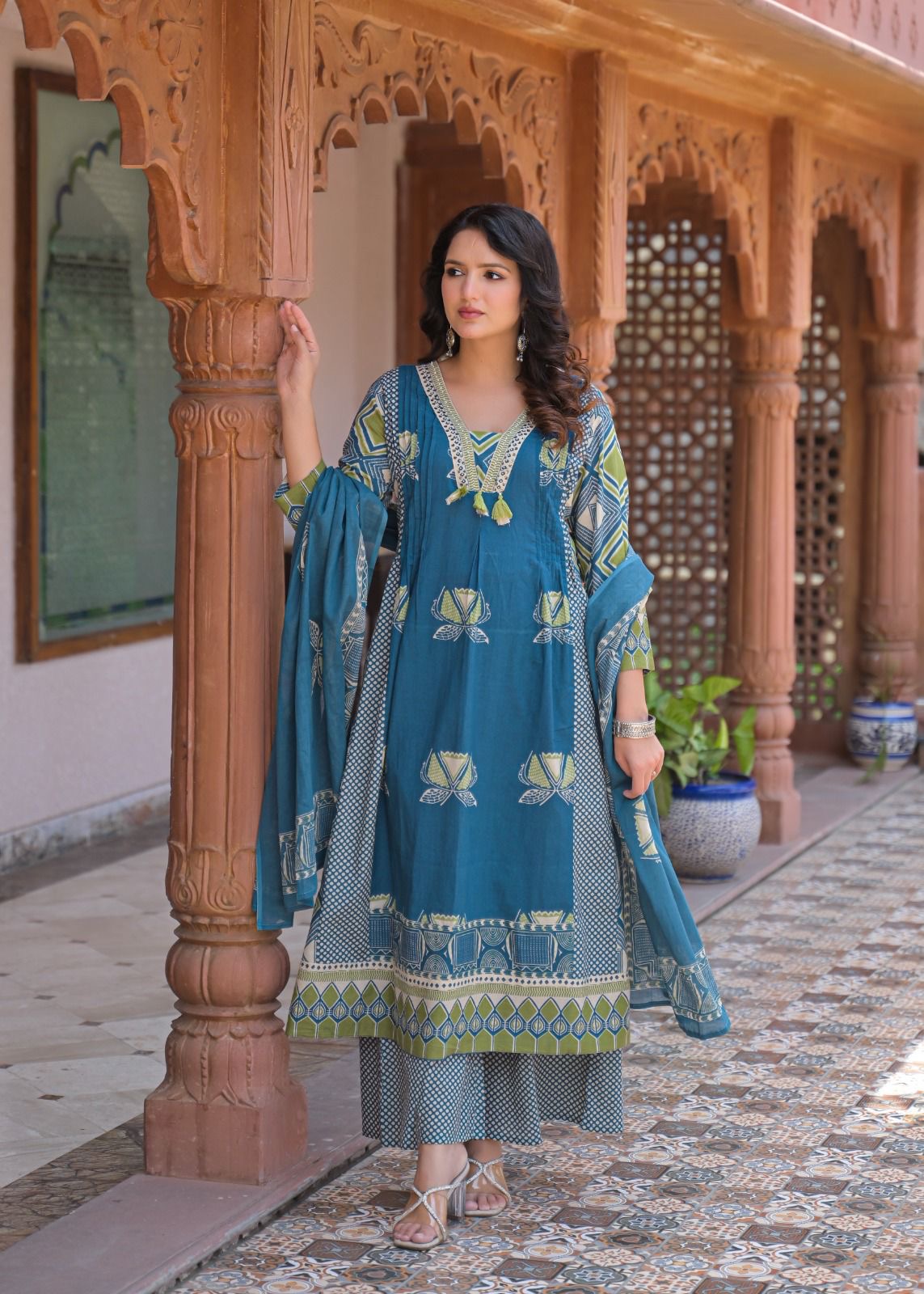 Printed Kurti Plazo Dupatta Set – 3 Piece
