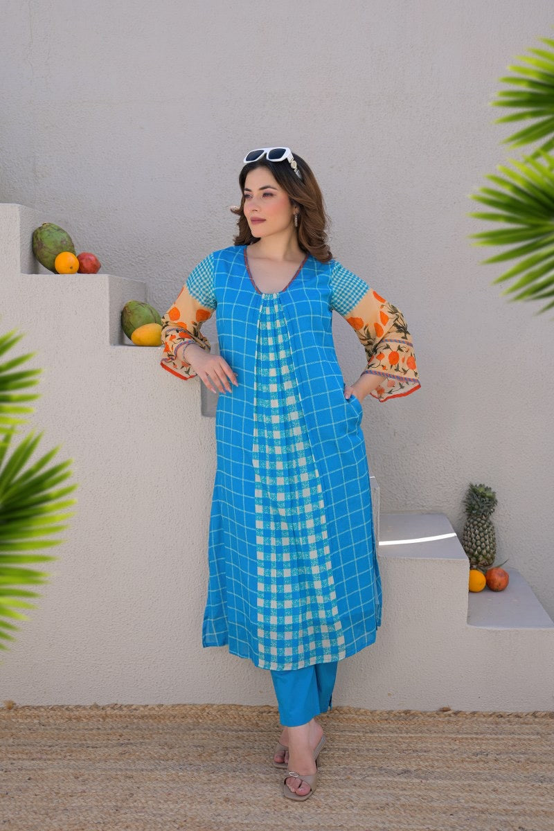Mul Cotton Kurti Plazo Set – 2 Piece