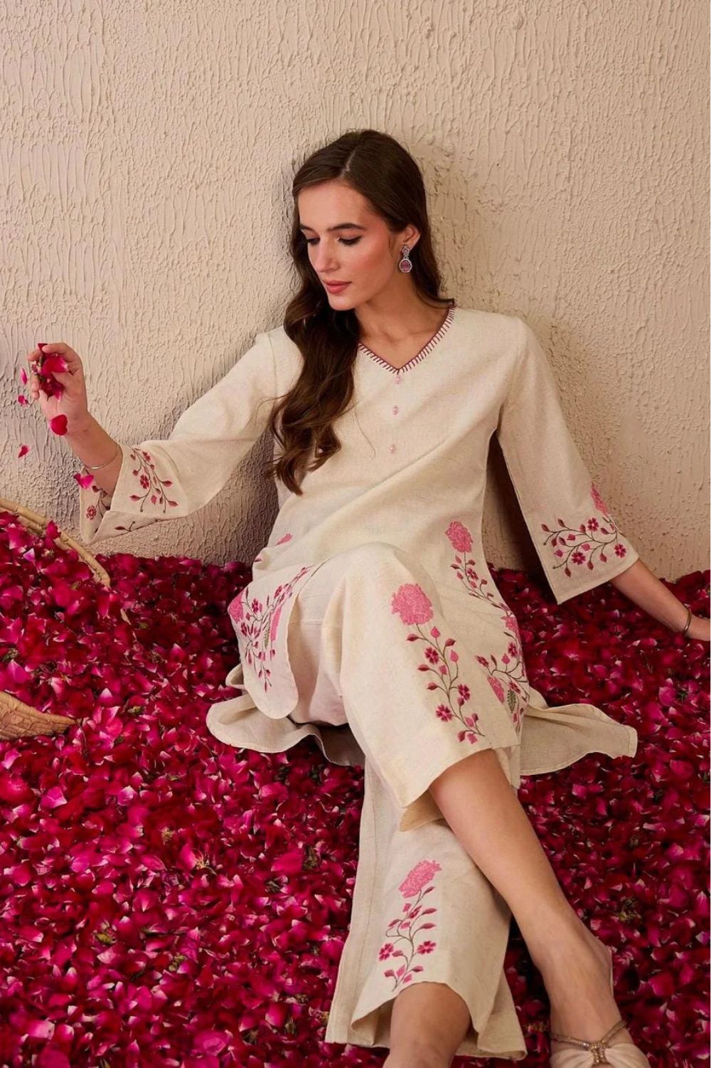 Cotton Embroidered Kurti Plazo Set – 2 Piece