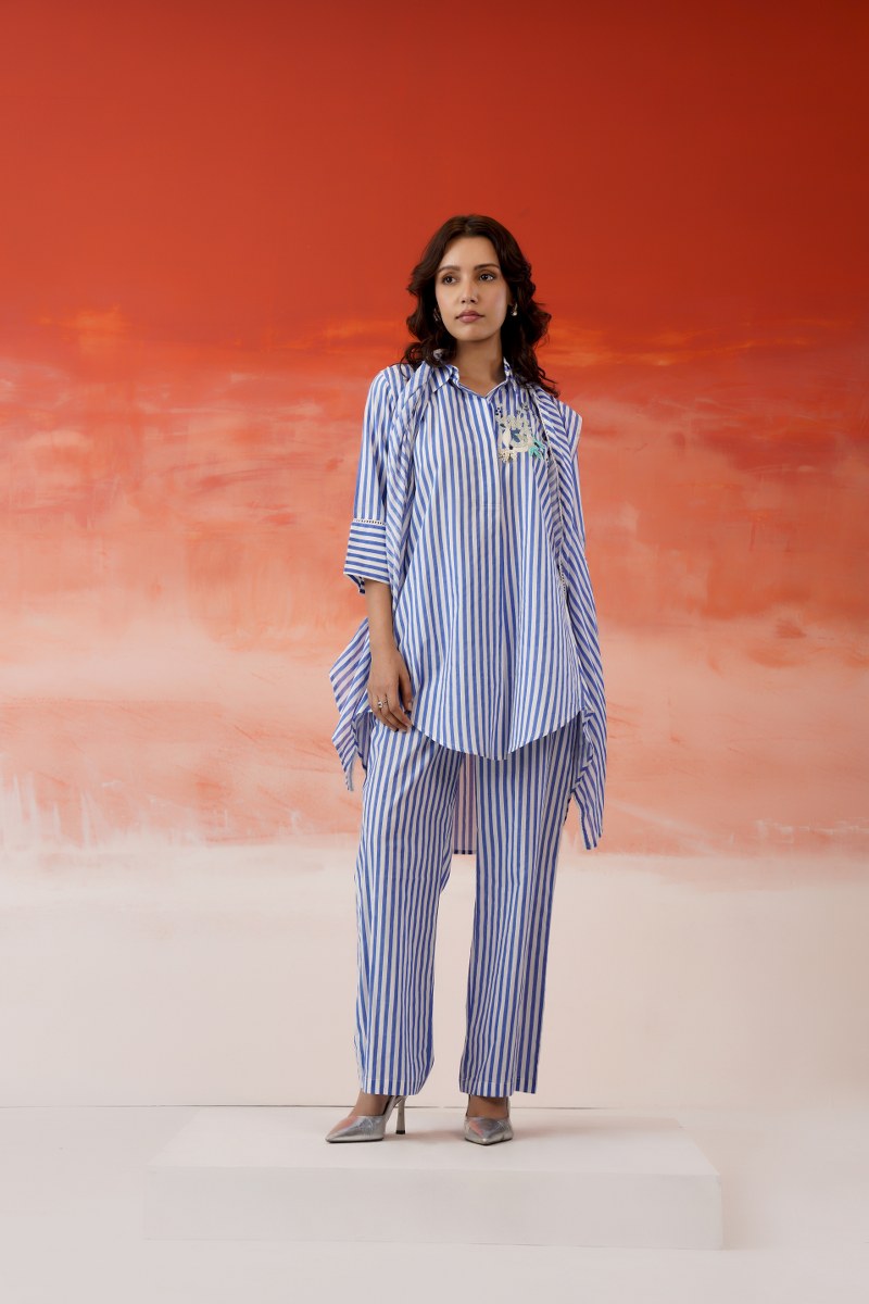 Co ord set Febric pure cotton Pearl detailing on short