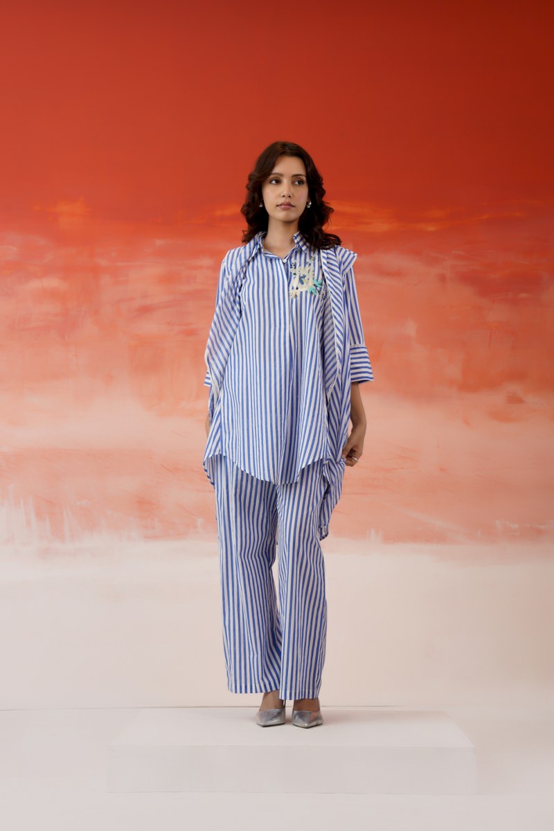 Co ord set Febric pure cotton Pearl detailing on short