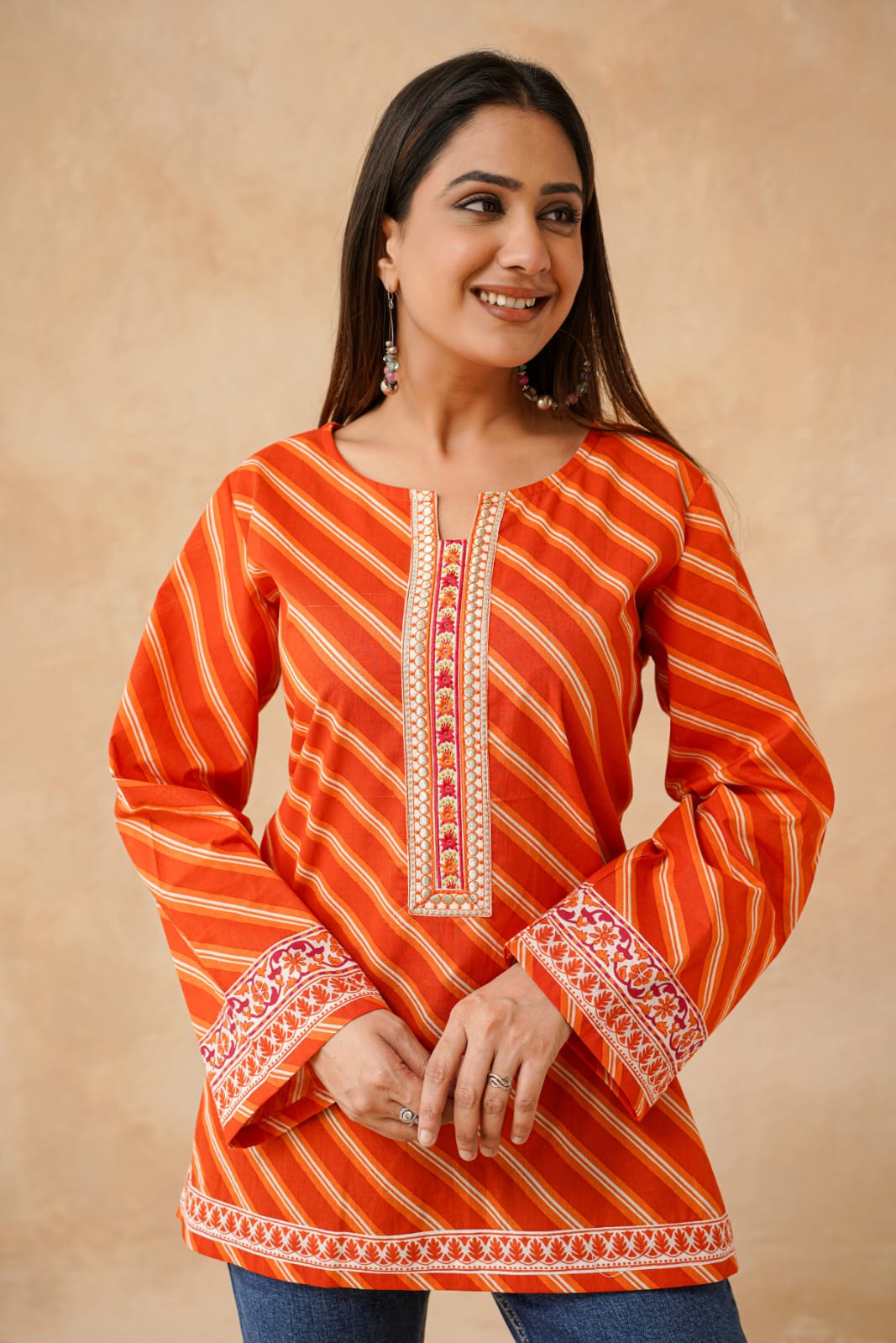 Rust with laheriya prints