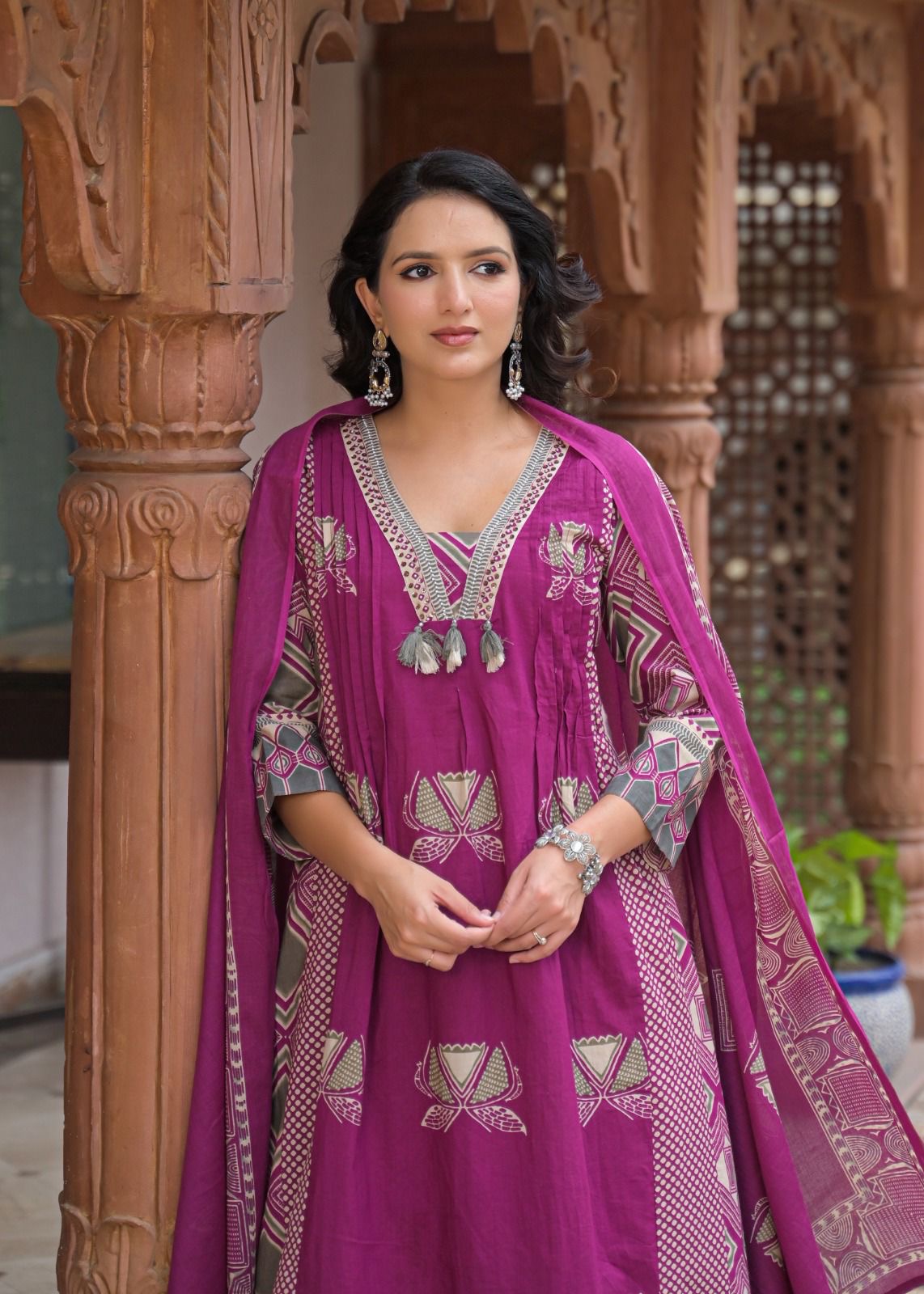 Printed Kurti Plazo Dupatta Set – 3 Piece