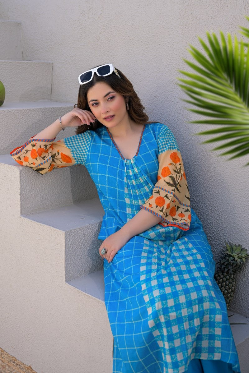 Mul Cotton Kurti Plazo Set – 2 Piece